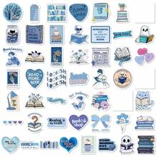 50 piezas de pegatinas decorativas de graffiti azul con estilo de libros para tazas de agua, cuadernos y equipaje, resistentes al agua - 7*6*1 - Ver 8