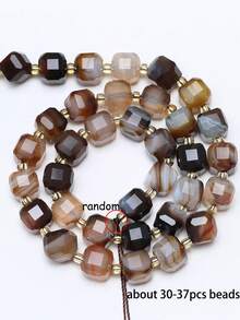 Natural Stone Colorful Faceted Square Beads, Faceted Square Loose Spaced Beads For Jewelry Making Diy Unique Bracelets, Necklaces, Earrings Crafts - Multicolor - View 9