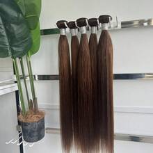 BINF Chocolate Brown Straight Bundles Human Hair Color 4 Straight Brazilian Virgin Human Hair Weave For Women Daily Use Double Weft No Shedding - S4 - View 5
