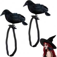 Realistic Crow Shoulder Accessory, Gothic Style Feather Costume Accessory, Crow Statue, Suitable For Halloween, Cosplay, Masquerade, Bachelor Party, Party Decoration, Party Accessory, Halloween Decoration, Halloween Gift - A - View 7