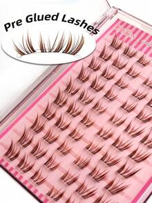 Sibeuna 60 Clusters Brown/Black Self-Adhesive False Eyelashes C Curl Natural Look Lightweight Soft Voluminous Feather-Like Suitable For Beginners Travel Essential - C - View 6