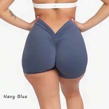 DIAS FIT JOY High Waist Butt Lifting Sports Shorts, Women's Nylon Yoga Shorts, Workout And Fitness Sports Pants - 海軍藍 - 查看 1
