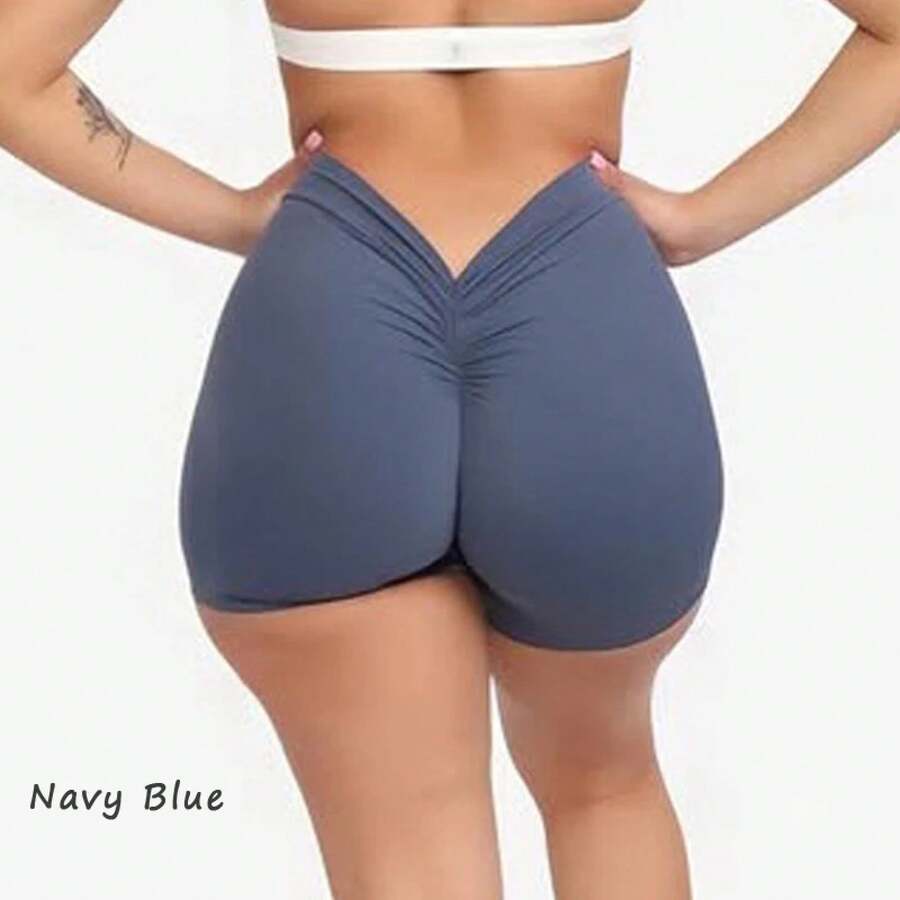 DIAS FIT JOY High Waist Butt Lifting Sports Shorts, Women's Nylon Yoga Shorts, Workout And Fitness Sports Pants - 海軍藍 - 查看 1