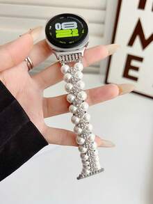 彈性珠飾手錶錶帶亮麗款，相容 Galaxy Watch 8 40mm 44mm & Galaxy Watch 8 Classic 46mm，相容 Galaxy Watch 7 Ultra 47mm，相容 Galaxy Watch 4 5 6 7 40mm 44mm/Watch 4 6 Classic 42mm 46mm 43mm 47mm/Watch 5 Pro 45mm/Watch 3 41mm/Active 2，水晶水鑽手鍊錶帶，彈性無扣女款珠寶風替換金屬水鑽腕帶 - 彩色 - 查看 23