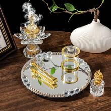 Juego de Quemador de Aromaterapia de Loto de Cristal de Diamante de Lujo - Hecho de Cristal Transparente Natural, Incrustado con Decoración Exquisita Chapada en Oro, con Vidrio Resistente al Calor Incorporado. Este Nuevo Modelo de Quemador de Aromaterapia 2026 Se Puede Usar con Velas. Múltiples Juegos Disponibles - Unitalla - Ver 5