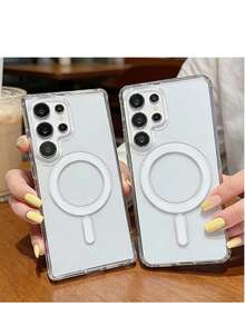 Minimalistische magnetische stoßfeste transparente Acryl-Hartschale kompatibel mit Samsung Galaxy S25 S24 S23 Ultra S21FE und einer Reihe von Telefonen 17/16/15/14/13/12/11 Pro Pro Max. Diese kabellose Ladehülle zeichnet sich durch stoßfestes Design, einfaches transparentes Aussehen und eine magnetische Abdeckung aus. Geburtstagsgeschenk, Jahrestagsparty, Geschäftlich, Professionell, Büro - Transparent - Übersicht 9