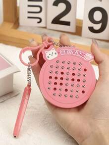 1pc-Mini Magnetic Fidget Stress Relief Steel Ball Drawing Board With Keychain, Portable Anti-Anxiety Sensory Toy For Adults - Fun Office Desk Gadget, Travel Fidget Puzzle (Ideal Gift For ADHD) - Multicolor - View 13