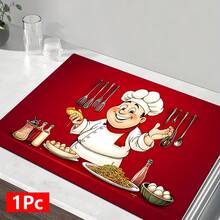1pc, Home Decor, Chef Pattern Printed Dish Drying Mat, Espresso Machine Countertop Absorbent Mat, Sink Drainage Mat, Soft Faucet Absorbent Mat, Sink Cup Mat, Kitchen Supplies, Bathroom Supplies - Multicolor - View 13