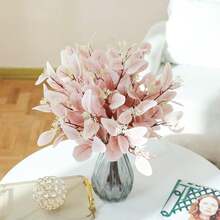 1pc/3pcs Artificial Eucalyptus Branches With Leaves And Berries, Greenery Stems, Vase Floral Decoration, Suitable For Wedding, Party, Home Decor, Bohemian Style, Valentine's Day, Gift, Birthday, Graduation, Back To School, Room Decoration, Study Supplies And More - Baby Pink - View 3