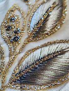 1 Stück eleganter vergoldeter Blatt-Strass-Muster Kissenbezug, Kunststickerei-Optik Muster Kissenbezug, moderner luxuriöser weicher Dekorationskissen, maschinenwaschbar, weiches Stoffmaterial, geeignet für Geschenk-Käufer (Kissenfüllung nicht enthalten) - Verschiedenfarbig - Übersicht 11