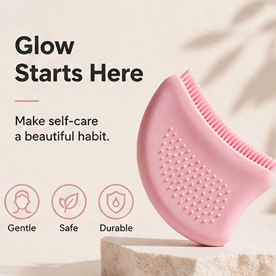 1pc Lymphatic Contour Facial Massage Brush, Eye And Neck Lifting Care, Suitable For Sensitive Skin, Soft Bristles Non-Irritating To Face, Brings You A Cleaner And More Textured Experience, Holiday Gift - Pink - View 1