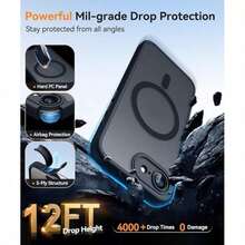 17E 16E 17 Air 16 15 14 13 12 11 Plus Pro Max Matte Translucent Magnetic Phone Case Lens Protection Anti-Drop Protective Shell - Black - View 3