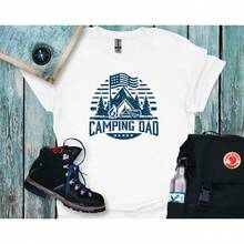 Camisetas para Hombre, Tops para Adolescentes, Verano 2026, Camiseta de Papá Campista, Camiseta de Estilo Vintage con Logotipo de Campamento, Camiseta Ideal para Regalo de Cumpleaños o Día d - Blanco - Ver 1