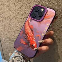 Lucky Koi Fish Case For Apple 15Pro, New  16 Protective Cover, 14Pro Fortune 13 Premium - 彩銀殼-白色-好運錦鯉 - 查看 4