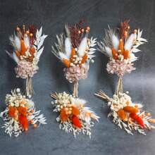 1/6 piezas Ramo de flores artificiales mini para boda, decoración de boda bohemia, boutonniere para hombres, centros de mesa, hierba de pampa para cumpleaños, pastel, fiesta, decoraciones navideñas - Y05 - Ver 5