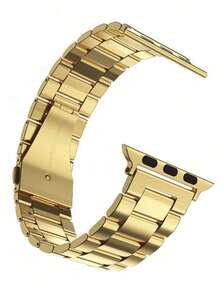 1件星光色商務金屬錶帶，適用於 38mm 40mm 41mm 42mm 44mm 45mm 46mm 49mm，中性百搭時尚極簡智慧手錶錶帶，兼容 I Watch Ultra 系列 11 10 9 8 7 6 5 4 3 SE 2 1，銀色 黑色 金色 玫瑰金 - 金色 - 查看 4