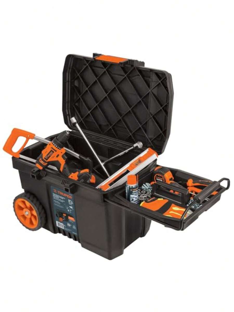Truper CHP-23R Caja para herramienta de 23" con ruedas y mango telescópico - Naranja10 - Ver 1