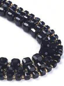 1 Strand 6/8/10mm Natural Stone Faceted Square Black Agate Cube Spacer Beads For Jewelry Making Diy Bracelet Necklace Beading Accessories - Multicolor - View 7