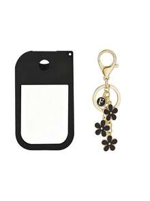 2pcs, To Uchland 1oz (30ml) Hand Sanitizer Spray Bottle Protective Cover, 26 Flower And Letter Spray Bottle Markers, Silicone Anti-Drop Anti-Collision Protective Cover, With Keychain Design, Convenient For Travel, Can Be Hung On Bags, Keys Or Children's Backpacks, Wear-Resistant Waterproof, Reusable, Suitable For To Uchland Hand Sanitizer Spray, Travel, Outdoor Activities, Gifts, Halloween Gifts, Christmas Gifts - Black - View 6