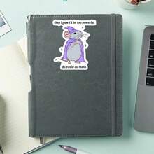 1 pieza Pegatina de ratón mago de dibujos animados, calcomanía de vinilo con humor matemático divertido para portátil, botella de agua, cuaderno, calcomanía de personaje animal impermeable, accesorios de papelería estética para diario y scrapbooking, regalo para adolescentes - S2241 - Ver 4