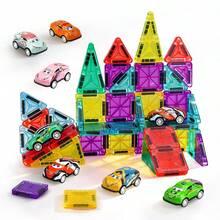 28/46/62 Magnetic Building Blocks Construction Set With Car Combination, Multi-Functional Magnetic Puzzle With Mini Cars, Realistic Birthday/Holiday Gift For 3-14 Years Old Children, Random Color - Color - View 2