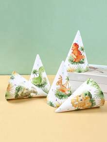 6pcs Dinosaur Cone Birthday Party Hats, Paper Hats With Elastic Band, Suitable For Toddler 1st Birthday, Baby Party, Dinosaur Theme Party Supplies, Jungle Dinosaur Animal Theme Birthday Party Supplies, Birthday Party Hats - Multicolor - View 5