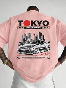 playeras de hombreCamiseta de manga corta holgada con estampado de moda para hombres |   Diseño exquisito |   Esencial de verano |   Fácil de combinar, muestra tropa de hombre camisas para h - Rosa - Ver 6