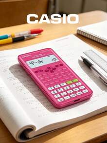 Casio FX-82ES-P 科学计算器，12 位考试认证计算器，多功能学校及办公计算器，便携式学生数学与科学计算器，理想的返校礼物 - 粉色 - 查看 1
