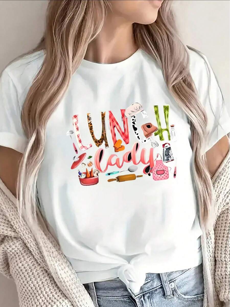 1 Pack Of Women's T-Shirts, Specifically Designed For Restaurant Service Staff, A Fun Gift For Kitchen Workers, Lightweight And Durable, Perfect For Jobs In - White - View 1