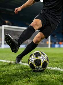 1pc Size 5 Standard Soccer Ball, Indoor/Outdoor Universal, Competition/Training, Gift Inflatable PU Leather Black Multicolor Team Sports Football (Soccer Ball Shipped Deflated) - Multicolor - View 2