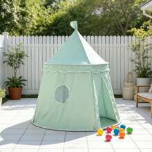 Tienda de campaña estilo yurta mongola de tela de piel de durazno verde para niños, tienda de juego de base secreta para niños, con bolsa de almacenamiento, fácil de instalar y guardar, portátil, adecuada para juegos interactivos en interiores y exteriores, camping en el parque, tienda de juego de espacio de imaginación para niños y niñas, mejor regalo de cumpleaños y vacaciones - verde menta - Ver 5