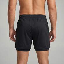 2-In-1 Double Sports Dry Fit Shorts With Pocket Gym Shorts Sports Shorts - Black - View 7
