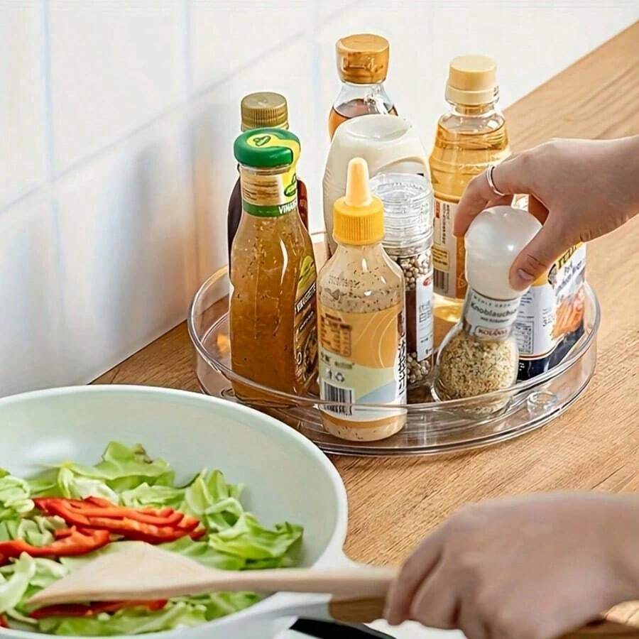1件裝旋轉式冰箱收納架，適用於櫥櫃、廚房檯面、儲藏室，360°防滑旋轉托盤，廚房收納整理，亦可作為桌面裝飾、節日或聖誕禮物