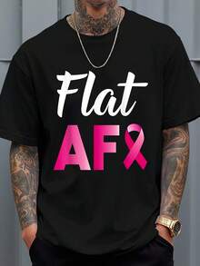 Camiseta gráfica para supervivientes de mastectomía de cáncer de seno, con un diseño Flat AF. Regalo perfecto para el Día de la Madre, celebrando a la mejor mamá de siempre - Negro - Ver 1