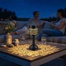 Lampe de table à projection de pivoine à énergie solaire, lumière solaire extérieure en métal étanche IP65 avec LED colorée, lumière décorative à ombre florale, convient pour patio, jardin, cour, table, cadeau de pendaison de crémaillère - 1PC - Voir 8