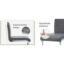 Juego de 2 taburetes de bar de estilo nórdico / Juego de 2 taburetes de bar de PU / Diseño único y construcción estable / Capacidad de carga de 120 kg / Adecuado para comedor, cocina y patio - Gris oscuro + plata - Ver 6