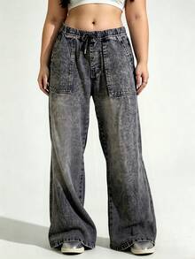 Plus Size Jeans - 黑灰色 - 查看 1