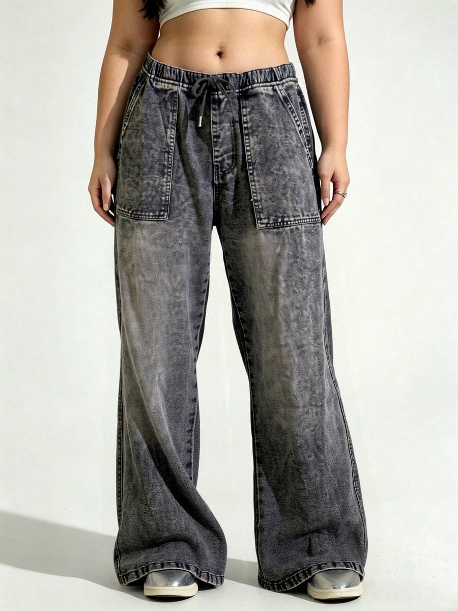 Plus Size Jeans - 黑灰色 - 查看 1