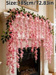 1/2pcs Artificial Wisteria Vine, Durable Plastic Faux Wisteria Flower Garland Hanging Decor, Suitable For Year-Round Wedding Decoration, Indoor/Outdoor Commercial Decoration - Multicolor - View 9