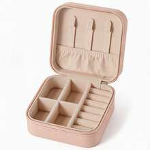 1pc Travel Jewelry Case Bridesmaid Gifts Box,Small Jewelry Box Mini Jewelry Organizer,PU Leather Portable Earring Storage Box For Women Girls Bridesmaid Proposal Gifts - Multicolor - View 9
