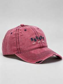 1 pieza Gorra de béisbol lavada con letra bordada para hombres, diseño ajustable, adecuada para senderismo, escalada, viajes y protección solar - A - Ver 13