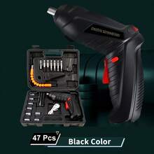 47-Piece Cordless Screwdriver Set, mini and portable, adjustable size with powerful torque. Comes with multiple matching bits, suitable for DIY enthusiasts and professional maintenance workers. - Schwarz - Übersicht 9