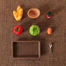 Dollhouse Miniature Bread, Vegetable, Tomato Sauce, Spoon, Tray Decorative Model Props - Multicolor - View 2