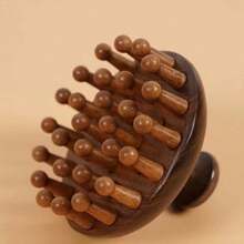 Premium Sandelholz runder Massagekamm, Holzkamm, Kopfkamm, reinigend, magisch, universell für den ganzen Körper - braun - Übersicht 1