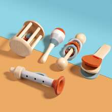 5pcs Kids Early Education Hand Bell Set, Musical Enlightenment Sand Shakers, Baby Hand-Grip Rattles, Wooden Musical Instruments Toys, Baby Music Enlightenment Early Education Gift Box - Multicolor - View 5