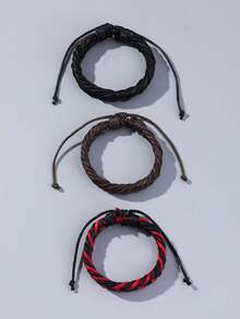 3 Stücke Set Teenager Mode Geflochtene Armbänder, coole Handseile für Jungen und Mädchen, geeignet als Geschenk für beste Freunde und Partys - Verschiedenfarbig - Übersicht 2