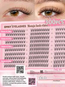 Eimny 300pcs DIY Eyelash Extension Kit, 30 Rows C Curl 3D Natural False Eyelashes With Adhesive, Sealer, Tweezers, 3 Brushes, Large Capacity Reusable, Skin-Friendly Waterproof Formula, Suitable For Beginners, Single Cluster Eyelash Set For Daily And Travel Makeup - Multicolor - View 3