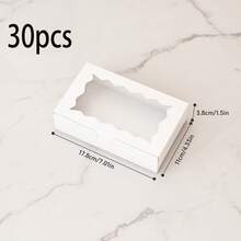 60/50/30/20/10/1個 窗式蕾絲蛋糕盒 餅乾包裝盒 婚禮包裝盒 蛋塔盒 馬卡龍包裝盒 糖果婚禮派對禮品盒 雪麻糬盒 - 白色(17.8*11*3.8cm) - 查看 10