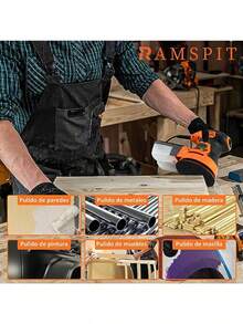 RAMSPIT - Lijadora orbital aleatoria2. 8A 350W Lijadora de órbita aleatoria 5 pulgadas 6 velocidad 13000 RPM con caja de polvo ciclónica y 15 hojas de lijado para carpintería pulido pulido - como en la imagen - Ver 7