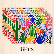 1pc Painted Pattern Placemat, Breakfast Mat, Coffee Mat, Cup Mat, Bowl & Plate Mat, Kitchen & Furniture Accessory, Easy To Clean, Suitable For Home, Restaurant, Restaurant Decor, Holiday Gift, Gift For Friends, Multi-Piece Set - Multicolor - View 12